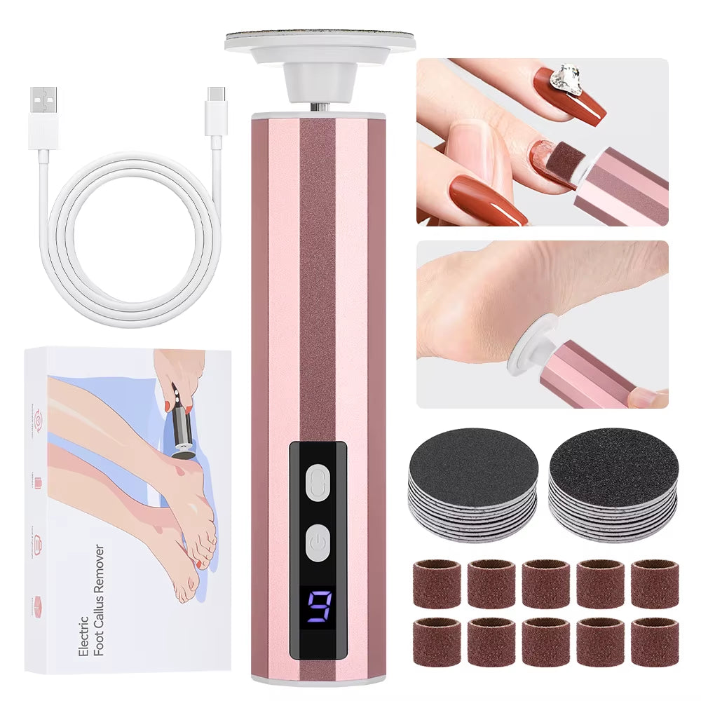 Wireless Foot Care File Leg Heels Remove Electric Foot Callus Remover USB Rechargeable Dead Skin Pedicure Tool Set Sandpaper